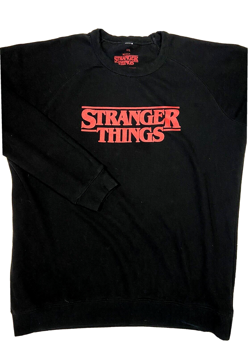 トップス Netflix STRANGER THINGS sweatshirt BLK M Netflix Stranger Things Sweatshirt Mens XXL Black Crew Neck