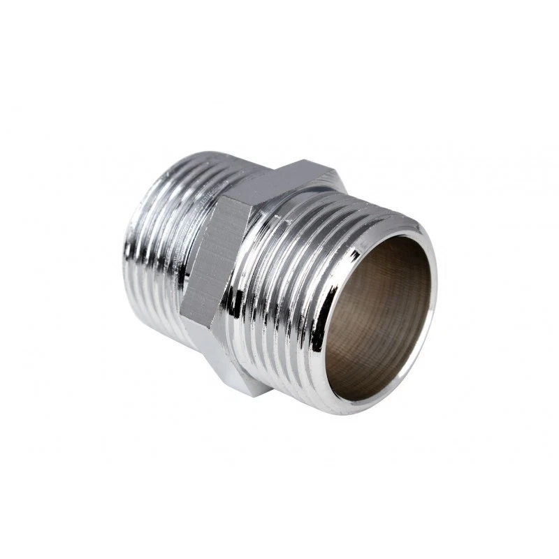 Chrome Hexagon Nipple Water Pipe BSP Flexible Hose Connector Coupler Tap Adaptor
