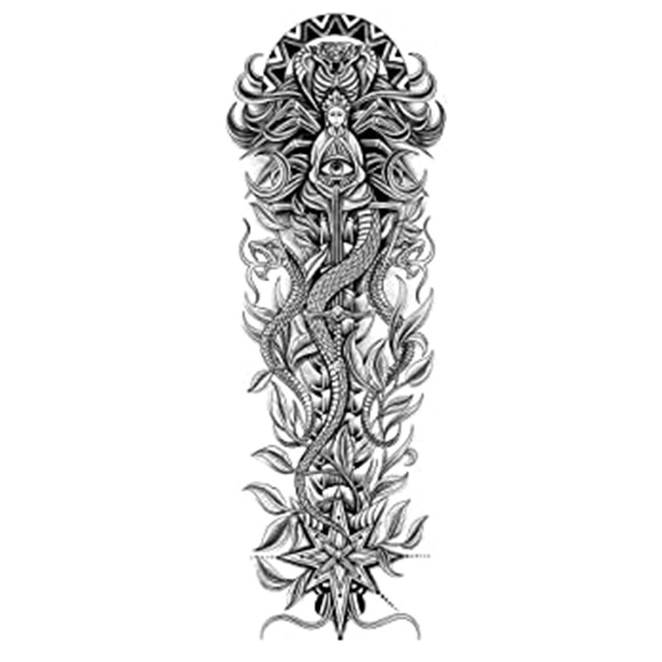 Full Arm Tattoos Stickers Sleeves Buddha Large Arm Sleeve Tattoo for