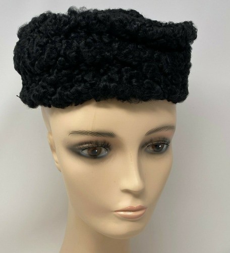 Vintage Hat Faux Persian Lamb Pillbox 