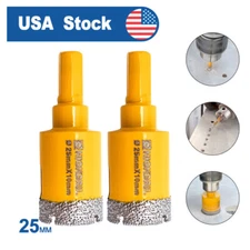 2pcs 25mm Diamond Core Drilling Bits Hole Saw Cutter for Granite Porcelain Tile