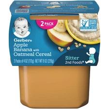 Gerber Apple Banana With Oatmeal Cereal Baby Food Non GMO - 2 Ct - Pack of 4