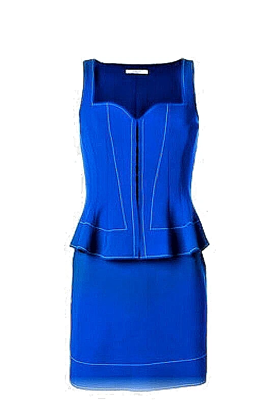 Abito corsetto Givenchy Peplum BW201Y300T. Dettaglio punto bianco blu elettrico. Ottime condizioni