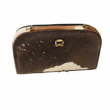 Vtg Artmex Brown Real Hair Horse Pony Leather Purse Boho Handbag Mexico