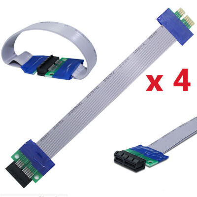 4 Pcs PCI-E 1X Riser Card Ribbon Graphics Card Extender Extension Cable 15cm