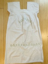 Handmade Embroidered White Cotton Granny Eyelet Nightgown Shift Dress L/XL