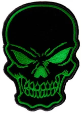 Black Green Skull Patch - 3x4.25 inch - P6329