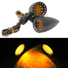 Black Bullet LED Turn Signals Blinker Light For Yamaha V Star 1300 1100 950 650