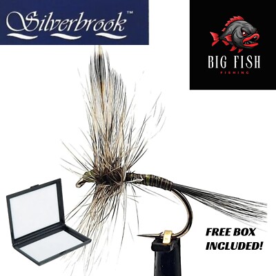 12 x Silverbrook Mosquito Forellenfliege - Trockenfliege - Fliegenfischen 14.12.16 + GRATIS BOX
