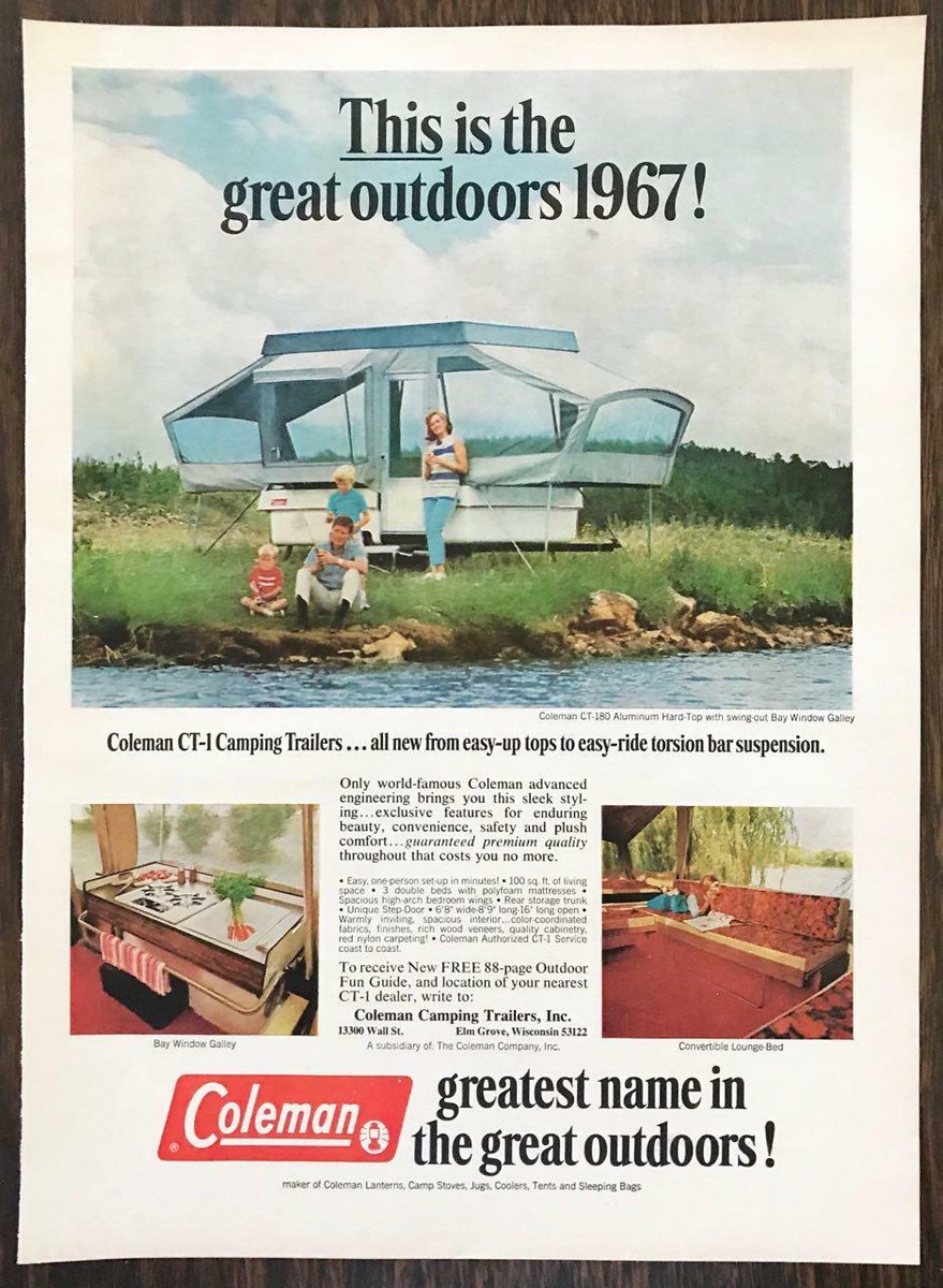 1967 Coleman CT-1 Camping Trailers Print Ad This is the