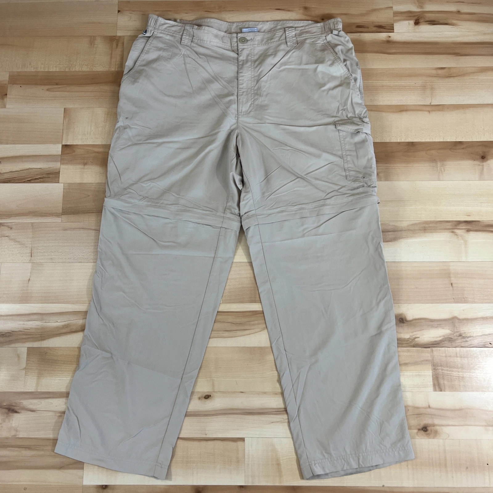 Columbia PFG Pants Mens 40 x 30 Beige Convertible Fishing Hiking Omni Shade
