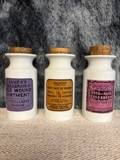 Set Of Three Vintage Portmeirion Pottery Apothecary Jars a/f