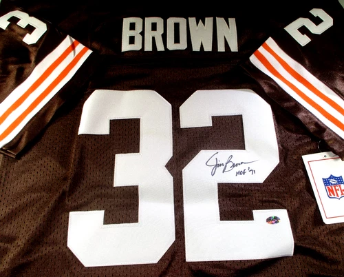Jim Brown / Autographed Cleveland Browns M & N Pro Style Football Jersey / LOA
