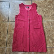 Vintage Wool Midi Dress Button Up Northern Isles Petites Red Small Lined