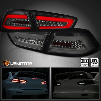 #ad Smoke Fits 2008 2017 Mitsubishi Lancer 08 15 Evolution 4Dr LED Tube Tail Lights $179.38