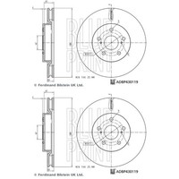 2X Blue Print Bremsscheiben 305Mm InnenbelÜFtet Vorne Passend FüR Toyota C-HR CA