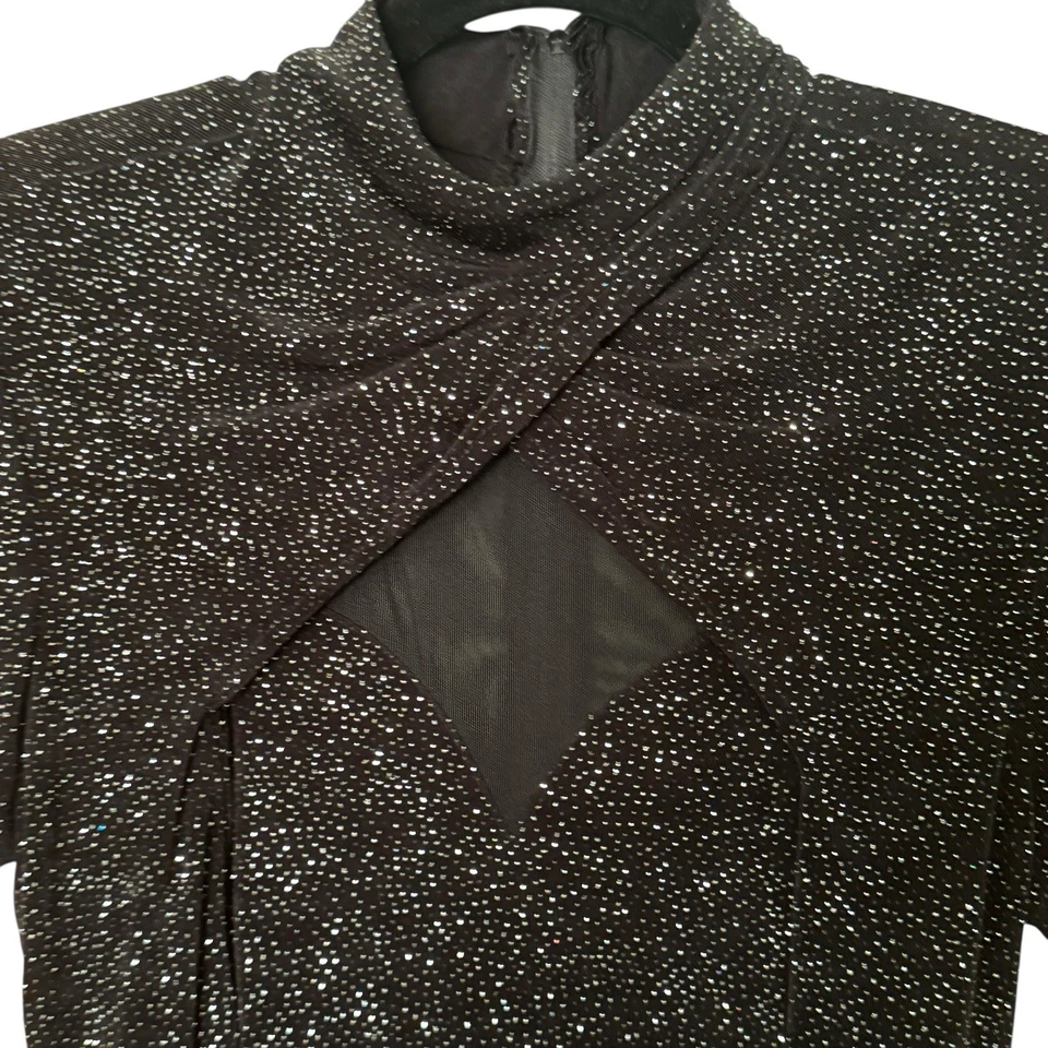 Вечернее платье женщин 12 изогнутый черный мини иллюзия шикарный блеск винтажный ночной путь - Изображение 2 из 4