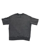 ZARA Mens Medium Black Washed Crewneck Sweatshirt Minimalist Streetwear Top