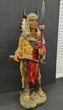 American Indian Hand Painted Resin Statue Bea...