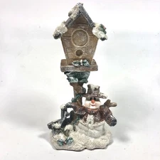 K’s Collection Figurine Snowman Winter Snow Koko Clock 6 Inch Tall EUC