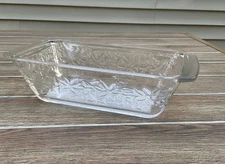 Princess House Fantasia Bread Loaf Pan Holiday Floral Glass Meat Loaf Pan