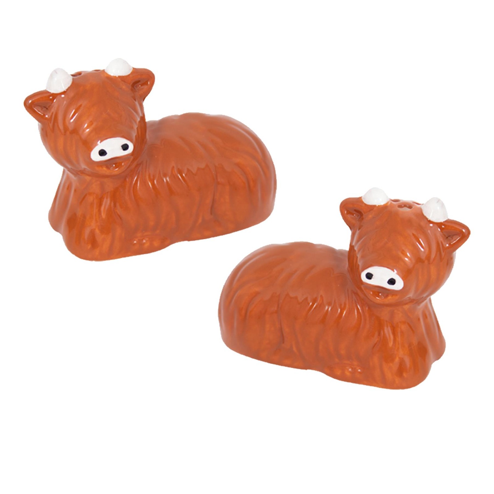 Highland Cow Cruet Set Ceramic Salt and Pepper Pots Home Tableware Comes Boxed