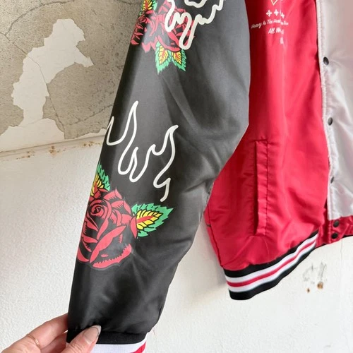 Rue 21 Savage Bomber Jacket Mens XL Satin Streetwear Varsity Graphic Coat Unisex image 5