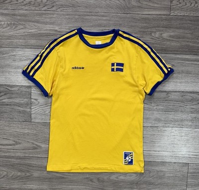 SWEDEN NATIONAL TEAM FOOTBALL SHIRT ADIDAS ORIGINALS RETRO JERSEY SIZE SMALL MEN