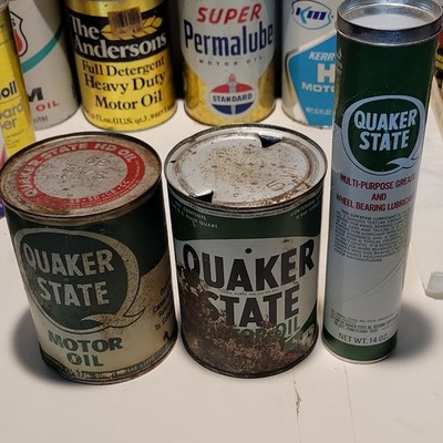 Group of Quaker State Oil Cans And Grease