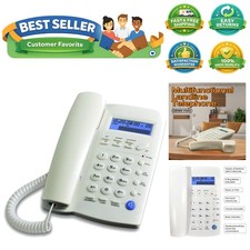 Easy-to-Use Corded Desk Telephone with Caller ID  Digital Display, Off-White
