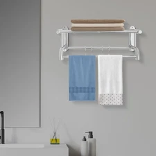 Towel Rack Bathroom Hotel Rail Holder Stainless Steel Wall Mounted Storage Shelf