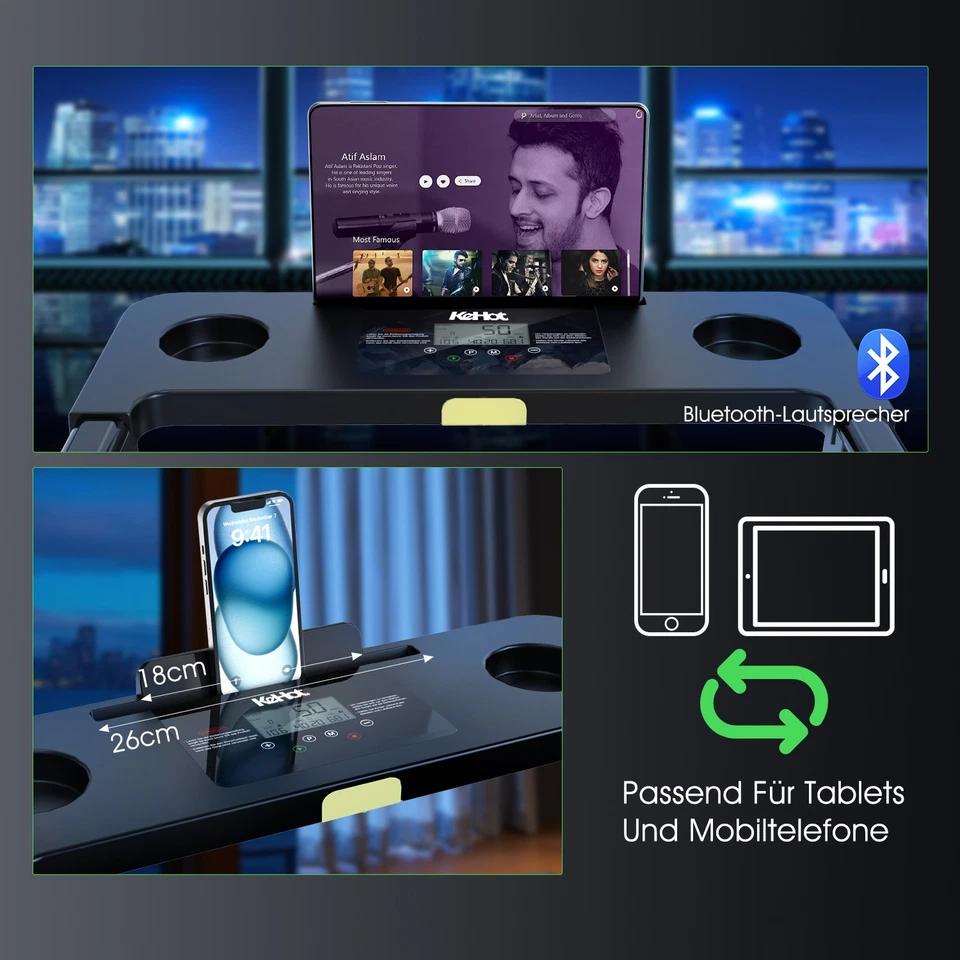 Tapis roulant per casa pieghevole con corrimano 2 CV, 1-12 km/h, 150 kg, per Hlawzgaaovfz - Immagine 4 di 4