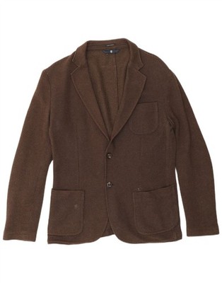 Massimo Dutti Mens 2 Button Blazer Jacket UK 42 XL Brown Cotton OL05