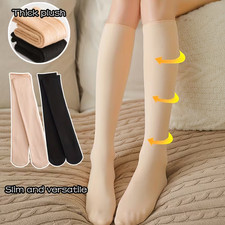 2Pairs Womens Warm Plush Fleece-Lined Over Knee Socks Lady Long Stockings Winter