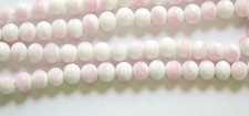 Vintage White with Pink Swirl Glass Beads Japan 6mm 10 jpn001K
