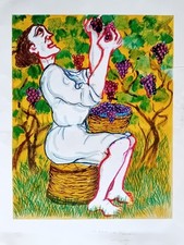 Giuseppe Migneco cm 90x70 Raccoglitrice di uva