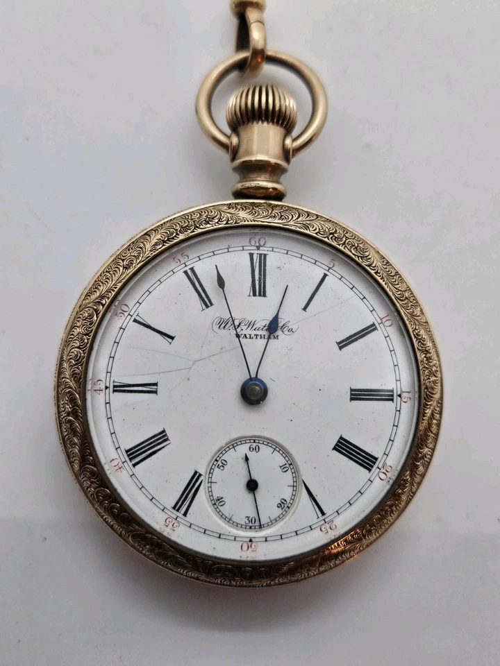 1892 U.S. Watch Co. (Waltham Mass) Gents Gold G.F. Victorian Pocket Watch 18s - Image 3 of 4