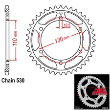 JT Sprockets Steel Rear Sprocket 530 Pitch 44 Tooth Yamaha YZF-R6 (2003-2015)