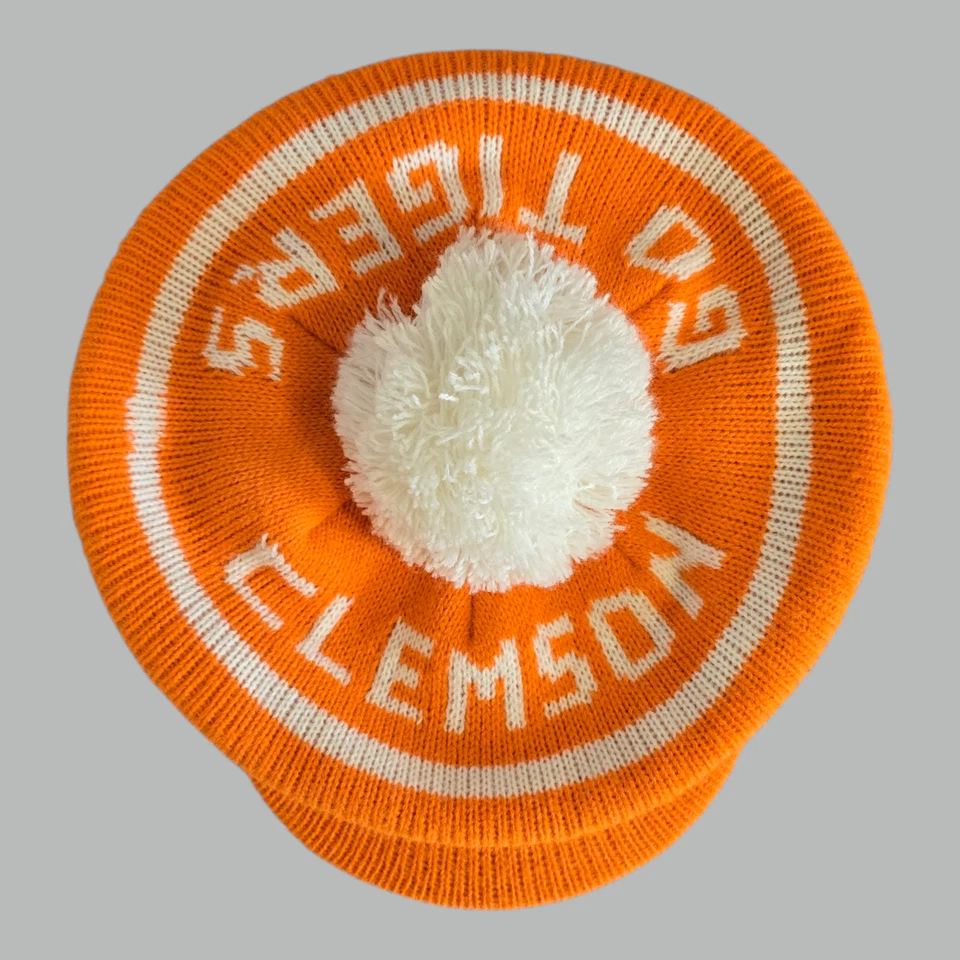 De colección Clemson Tigers Tejido Pom Visera Bill Gorro Newsboy Golf Sombrero Gorra Naranja Foto 2 de 4