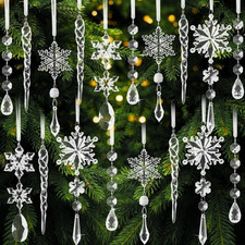 Christmas Tree Decorations 18Pcs Ready to Hang , Acrylic Crystal Ornaments for C