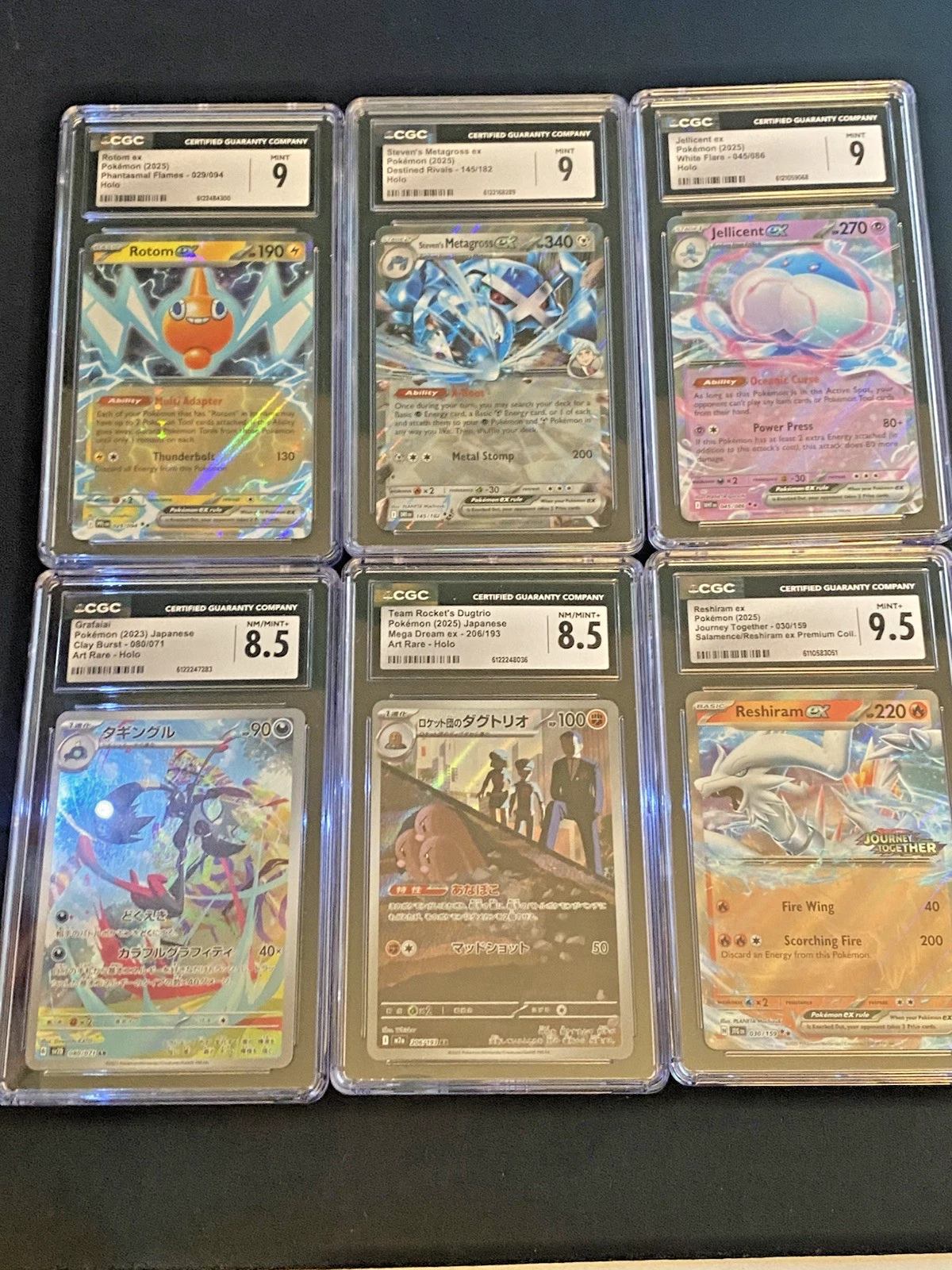 6 Pokemon CGC Graded Card Lot Grafaiai Dugtrio Reshiram Rotom Metagross Jellicen