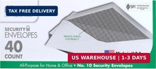 10 Envelopes, Letter Size, 4-1/8" x 9-1/2", Security Printed Lining for Privacy