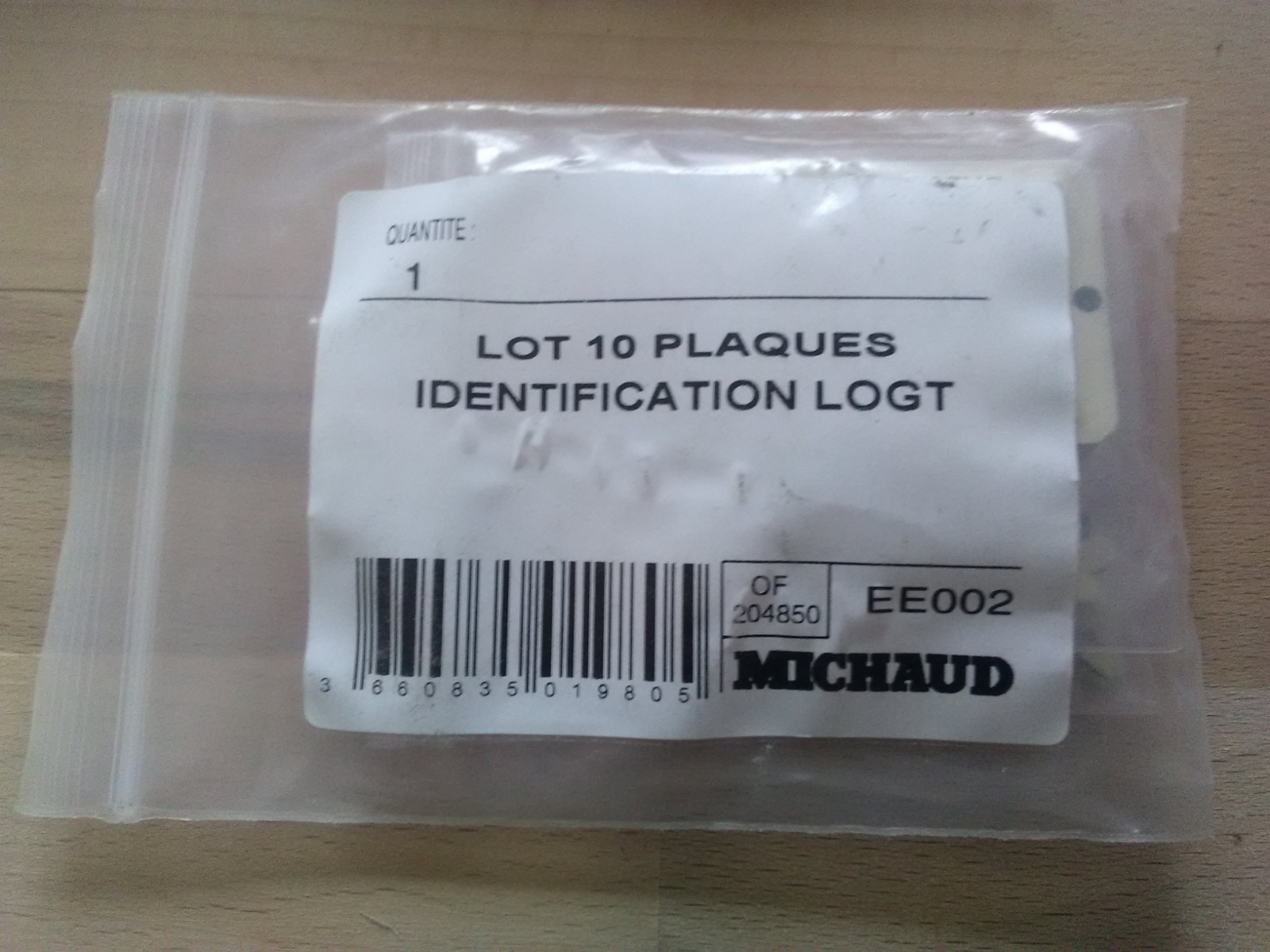 Plaque identification logement Michaud EE002 lot de 10 marquages coffret