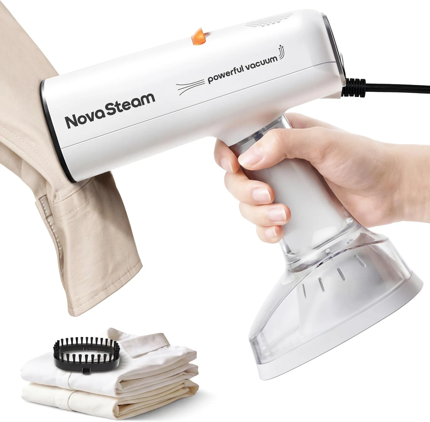 Vacuum Steamer for Clothes Handheld，4500Pa Pure Force 2-In-1 Garment Clothing St