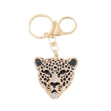 Gold Leopard Bag Pendant, Leopard Charm, Gold Rhinestone Keychain Cute Cheeta...