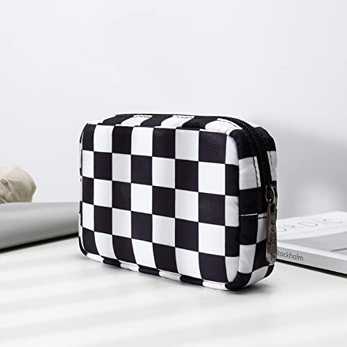  Süße kleine Kosmetiktasche, Kosmetik Kulturbeutel Hautpflege kariert 6" x 1,8" x 4" - Bild 7 von 7