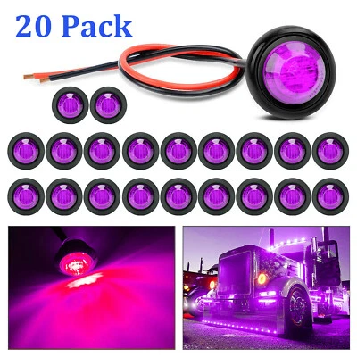 20X Purple 3/4" 12V Marker Lights LED Truck Trailer Round Side Bullet Light - Bild 1 von 4