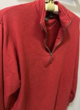 Page Tuttle Sweater Adult Medium Red Pima Pullover Quarter Zip Golf Golfer Men