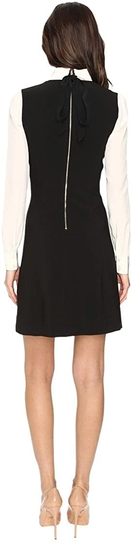 Abito donna Kate Spade New York 241299 crepe linea A scisto chiaro nero taglia 10