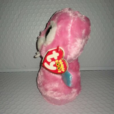 Ty Beanie Boos TUSK Pink 6in Soft Fur Plush Pink Glitter Eyes 2016